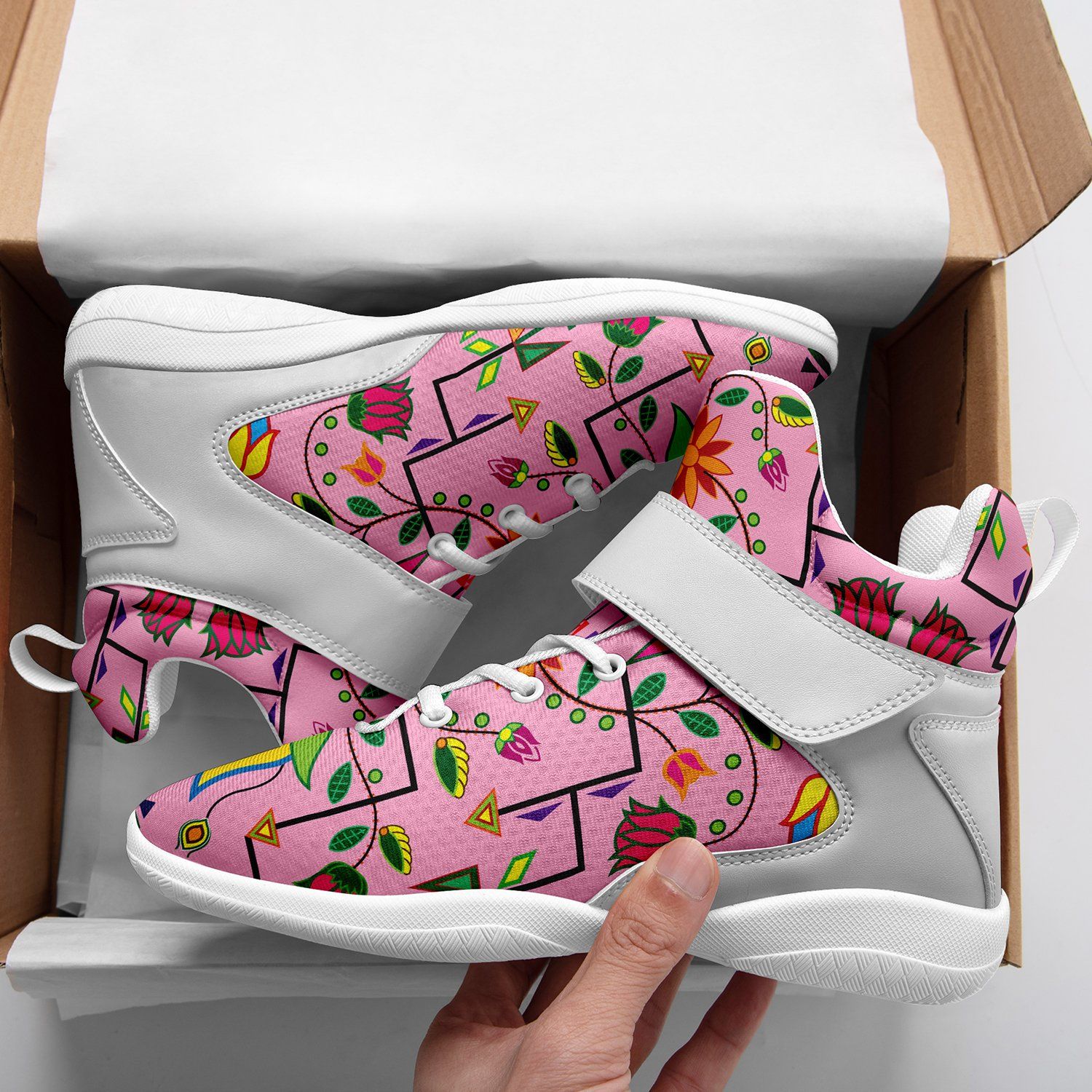 Geometric Floral Summer Sunset Kid's Ipottaa Basketball / Sport High Top Shoes 49 Dzine