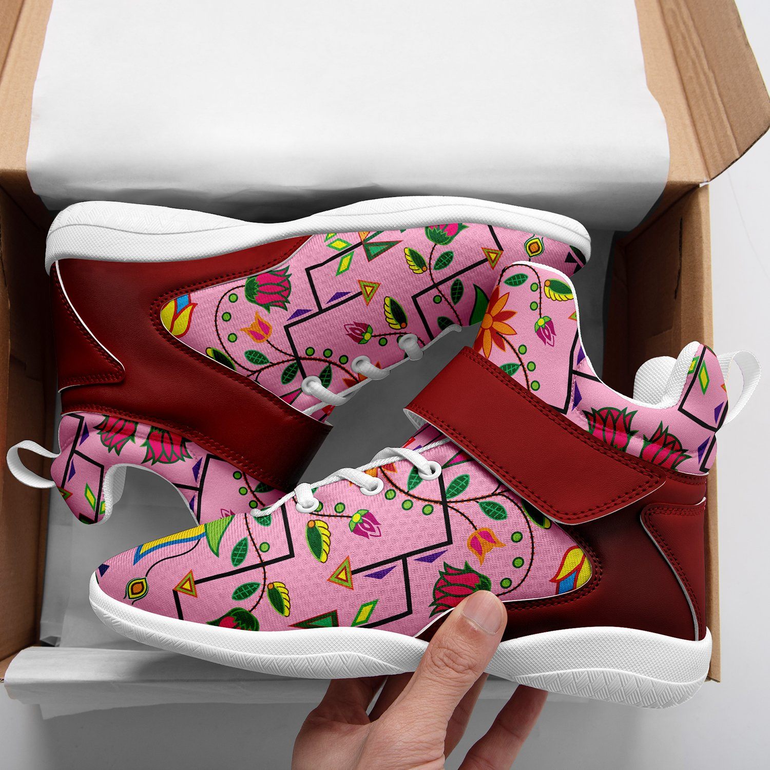 Geometric Floral Summer Sunset Kid's Ipottaa Basketball / Sport High Top Shoes 49 Dzine