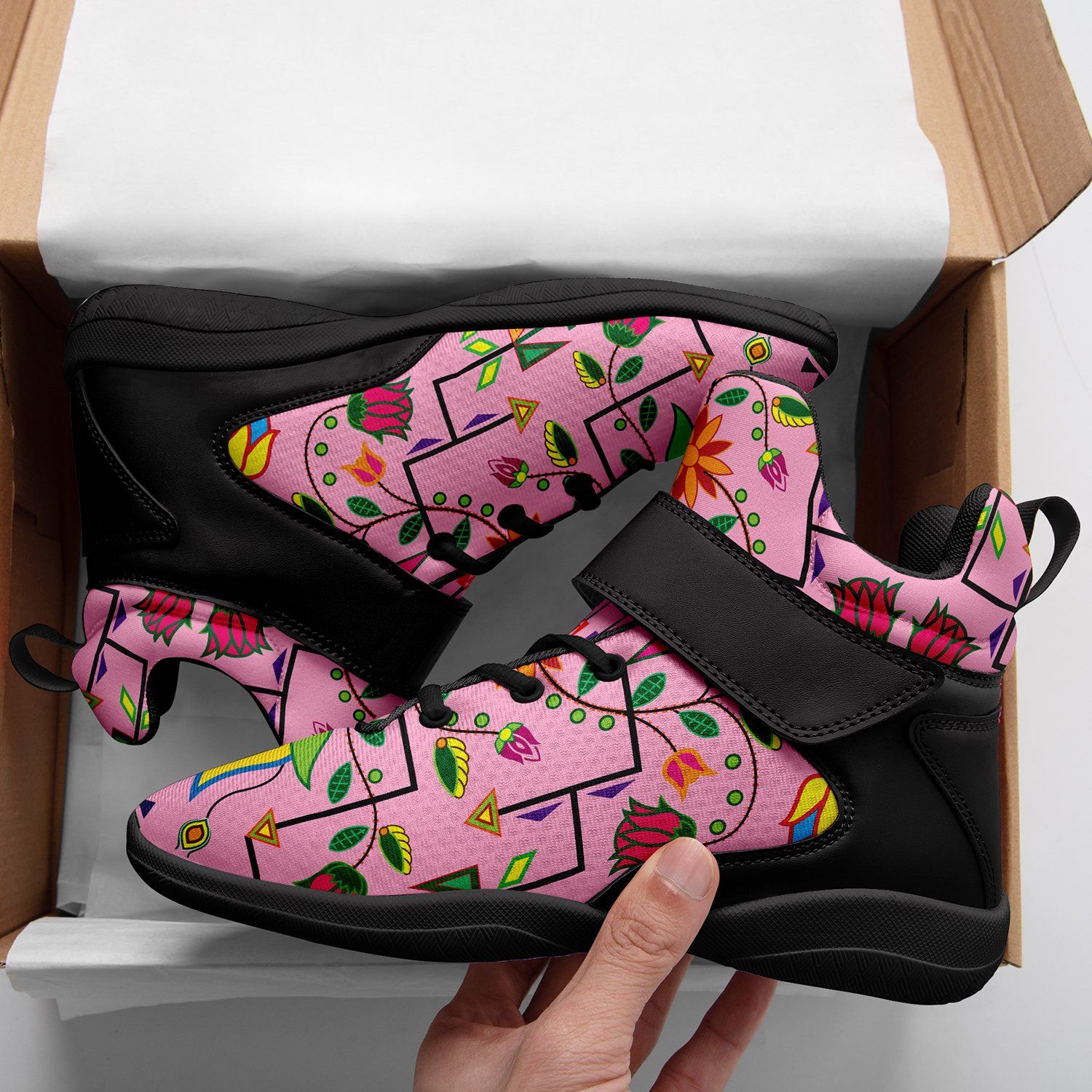 Geometric Floral Summer Sunset Kid's Ipottaa Basketball / Sport High Top Shoes 49 Dzine