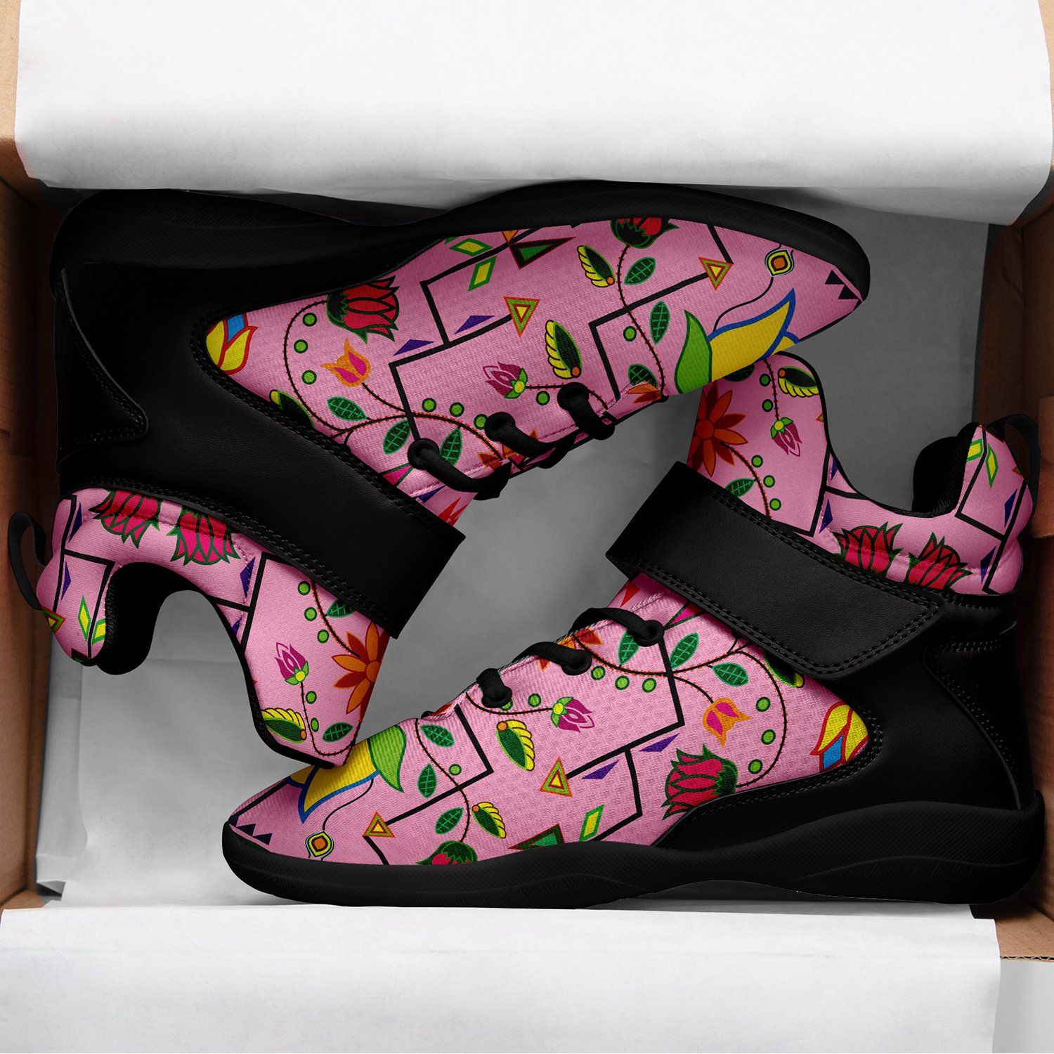 Geometric Floral Summer Sunset Kid's Ipottaa Basketball / Sport High Top Shoes 49 Dzine