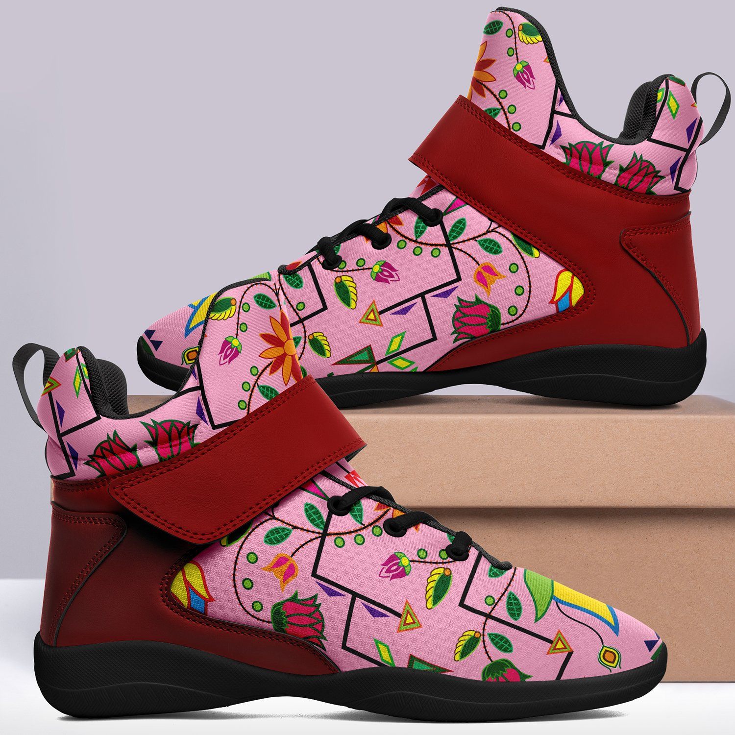Geometric Floral Summer Sunset Kid's Ipottaa Basketball / Sport High Top Shoes 49 Dzine