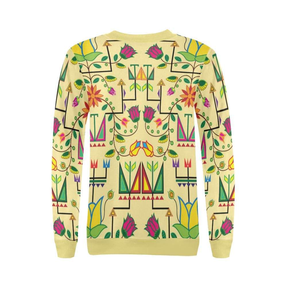 Geometric Floral Summer-Vanilla All Over Print Crewneck Sweatshirt for Women (Model H18) Crewneck Sweatshirt for Women (H18) e-joyer