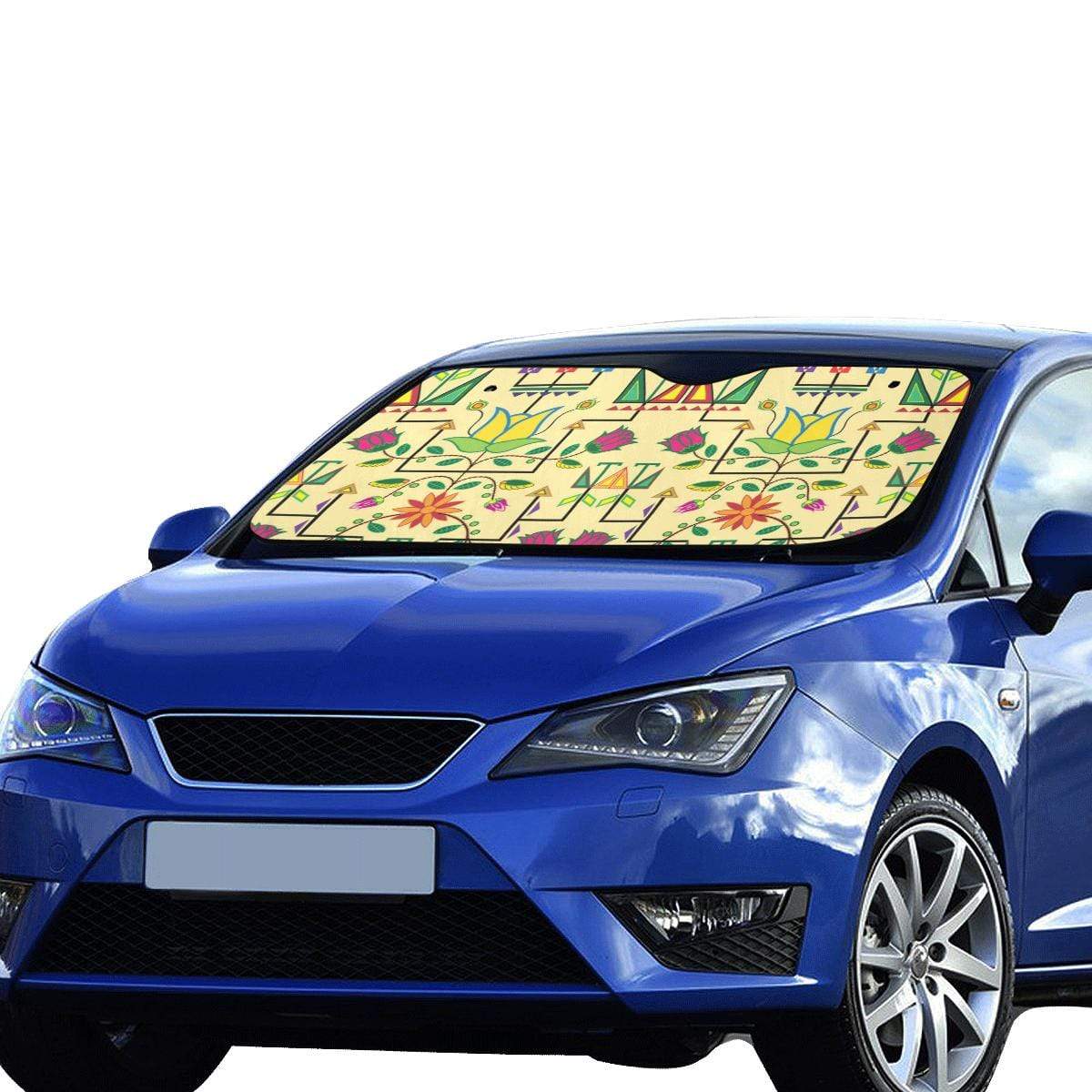 Geometric Floral Summer-Vanilla Car Sun Shade 55"x30" Car Sun Shade e-joyer