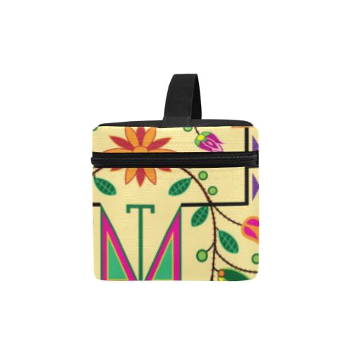 Geometric Floral Summer-Vanilla Cosmetic Bag/Large (Model 1658) Cosmetic Bag e-joyer