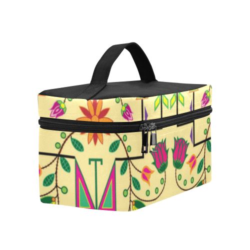 Geometric Floral Summer-Vanilla Cosmetic Bag/Large (Model 1658) Cosmetic Bag e-joyer