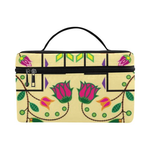 Geometric Floral Summer-Vanilla Cosmetic Bag/Large (Model 1658) Cosmetic Bag e-joyer