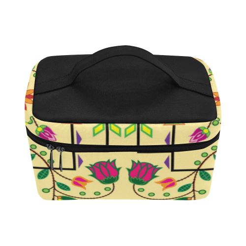 Geometric Floral Summer-Vanilla Cosmetic Bag/Large (Model 1658) Cosmetic Bag e-joyer