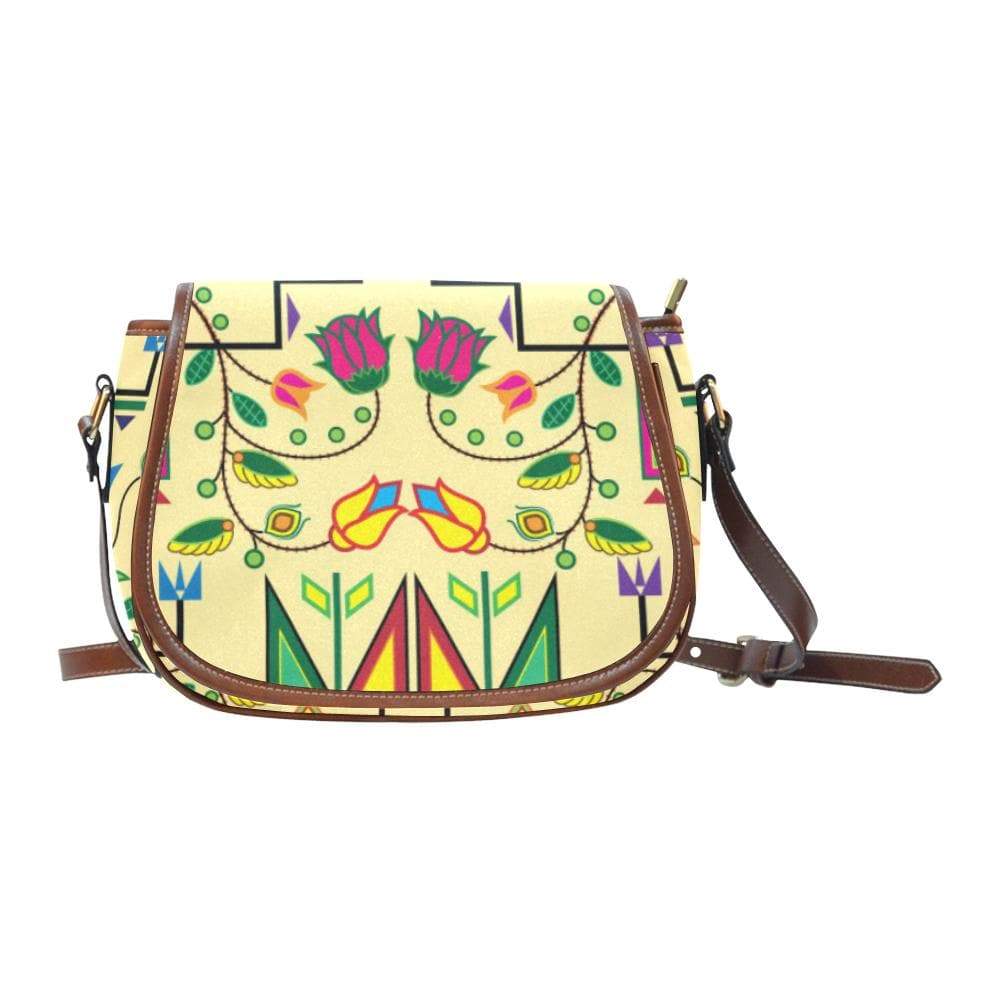 Geometric Floral Summer - Vanilla Saddle Bag/Small (Model 1649) Full Customization Saddle Bag/Small (Full Customization) e-joyer