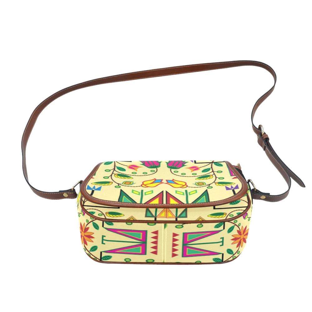 Geometric Floral Summer - Vanilla Saddle Bag/Small (Model 1649) Full Customization Saddle Bag/Small (Full Customization) e-joyer