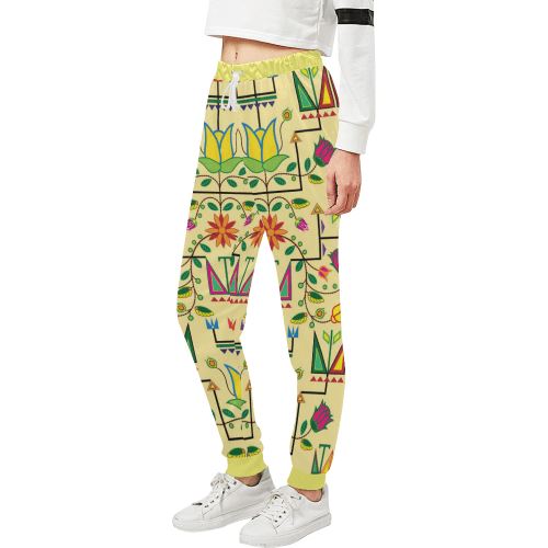 Geometric Floral Summer-Vanilla Women's All Over Print Sweatpants (Model L11) Women's All Over Print Sweatpants (L11) e-joyer