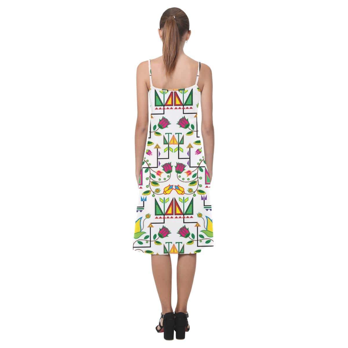 Geometric Floral Summer - White Alcestis Slip Dress (Model D05) Alcestis Slip Dress (D05) e-joyer