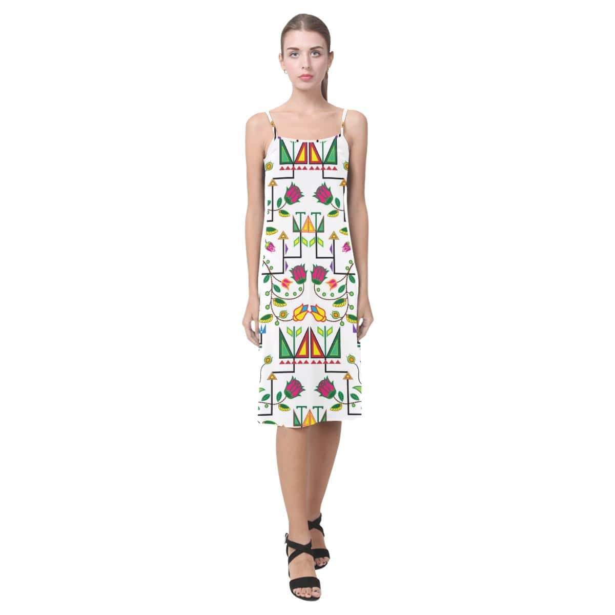 Geometric Floral Summer - White Alcestis Slip Dress (Model D05) Alcestis Slip Dress (D05) e-joyer