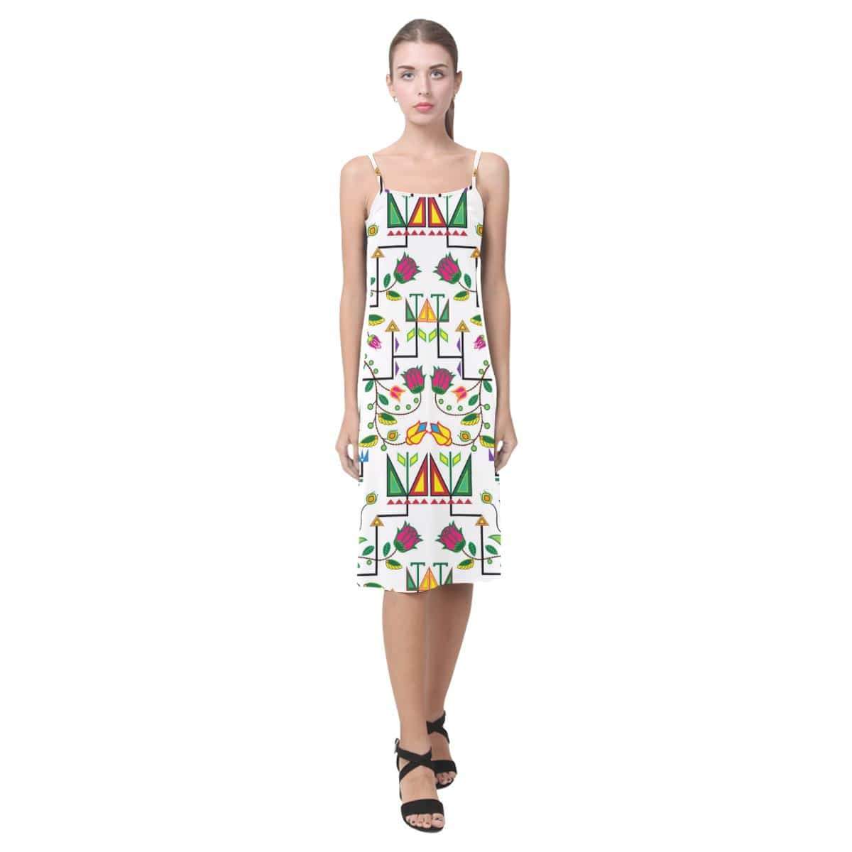 Geometric Floral Summer - White Alcestis Slip Dress (Model D05) Alcestis Slip Dress (D05) e-joyer 