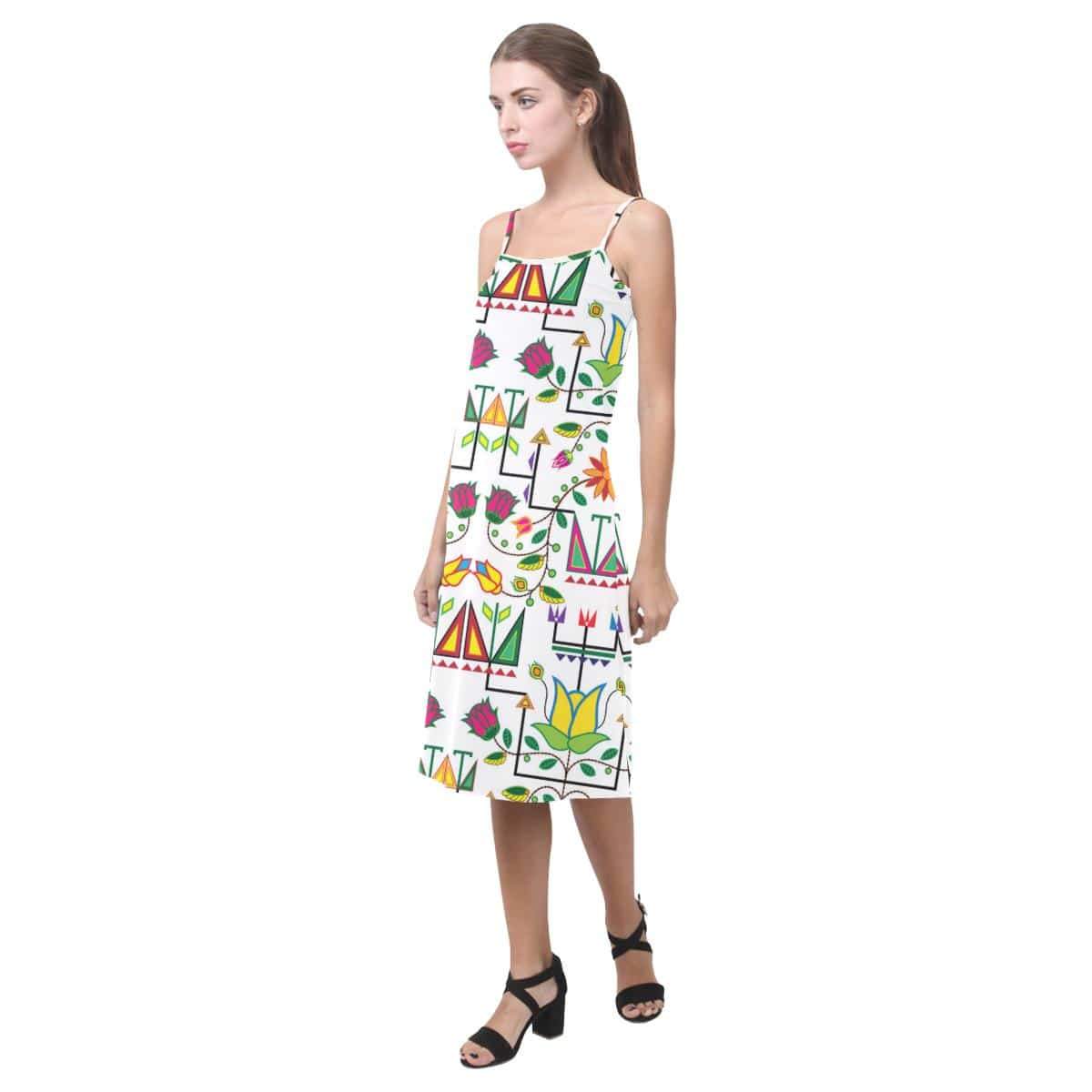 Geometric Floral Summer - White Alcestis Slip Dress (Model D05) Alcestis Slip Dress (D05) e-joyer