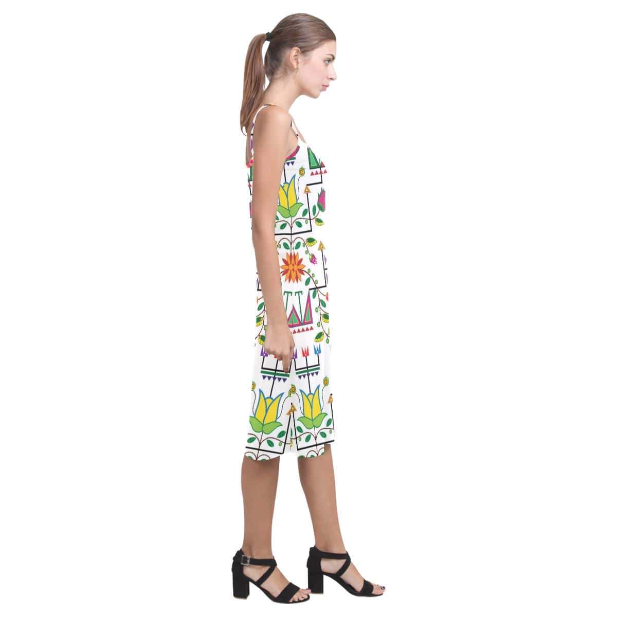 Geometric Floral Summer - White Alcestis Slip Dress (Model D05) Alcestis Slip Dress (D05) e-joyer