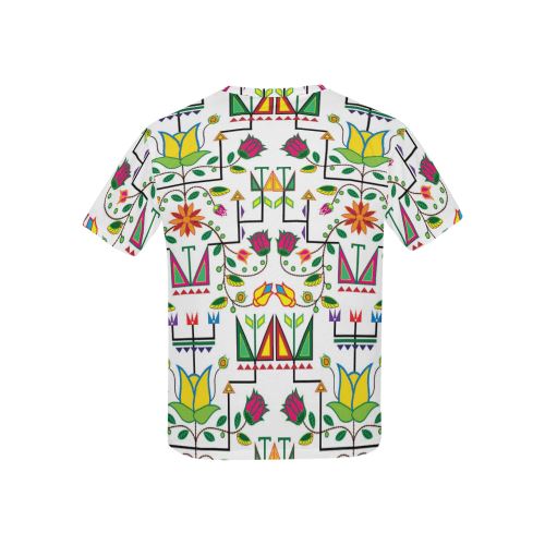 Geometric Floral Summer-White All Over Print T-shirt for Kid (USA Size) (Model T40) All Over Print T-shirt for Kid (T40) e-joyer