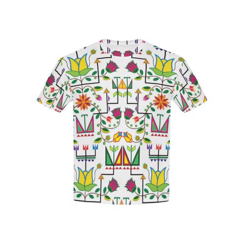 Geometric Floral Summer-White All Over Print T-shirt for Kid (USA Size) (Model T40) All Over Print T-shirt for Kid (T40) e-joyer