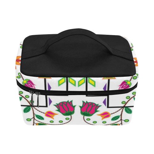 Geometric Floral Summer-White Cosmetic Bag/Large (Model 1658) Cosmetic Bag e-joyer