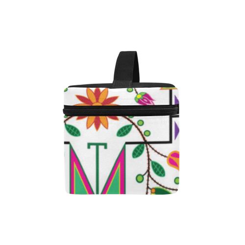 Geometric Floral Summer-White Cosmetic Bag/Large (Model 1658) Cosmetic Bag e-joyer