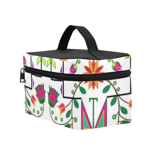 Geometric Floral Summer-White Cosmetic Bag/Large (Model 1658) Cosmetic Bag e-joyer