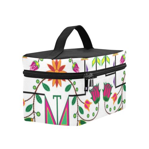 Geometric Floral Summer-White Cosmetic Bag/Large (Model 1658) Cosmetic Bag e-joyer