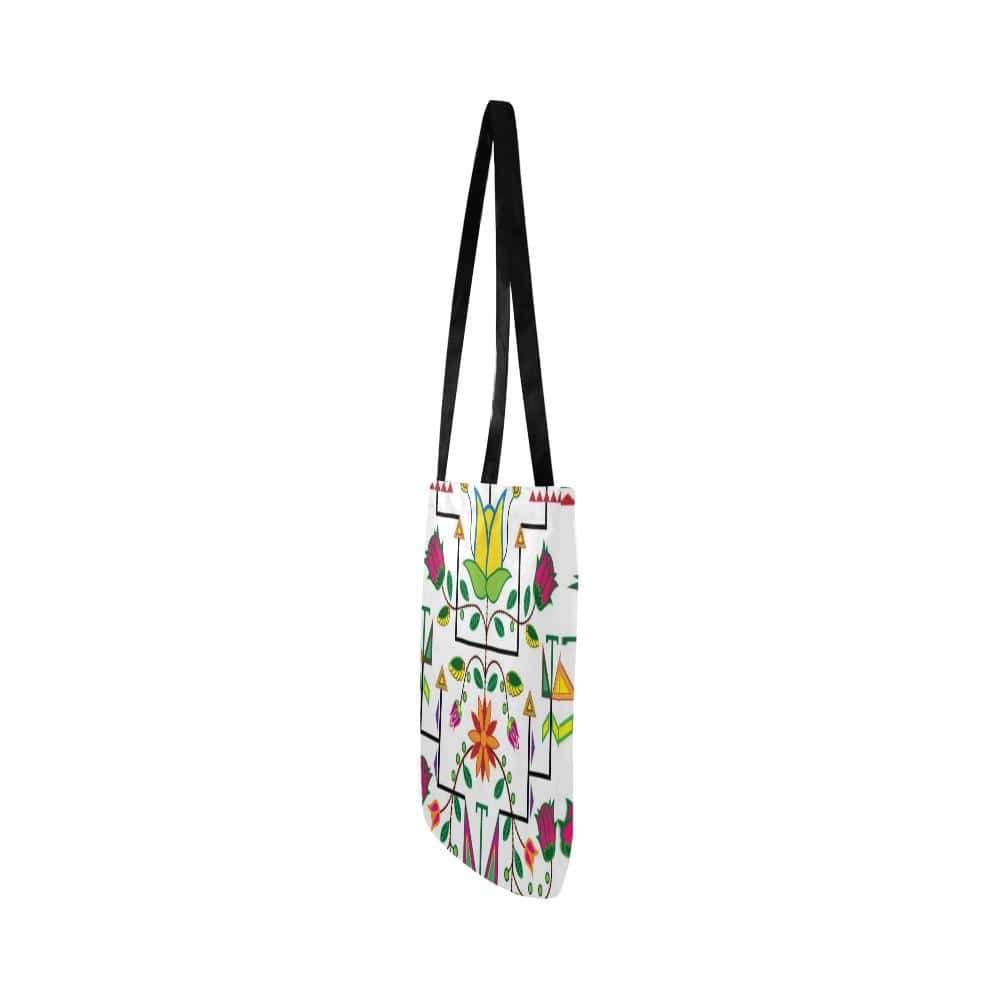 Geometric Floral Summer-White Reusable Shopping Bag Model 1660 (Two sides) Shopping Tote Bag (1660) e-joyer