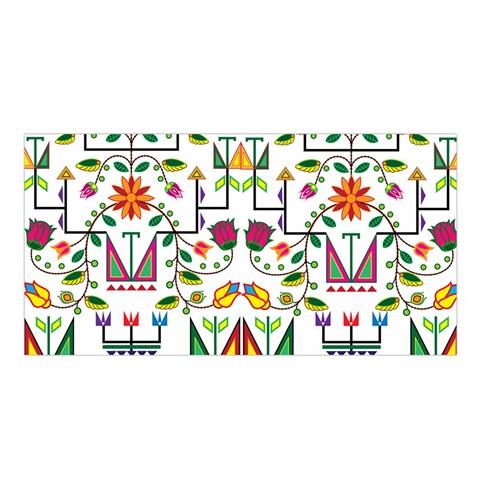 Geometric Floral Summer White Satin Shawl Scarf 49 Dzine