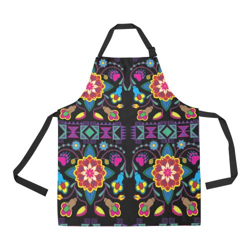 Geometric Floral Winter-Black All Over Print Apron All Over Print Apron e-joyer