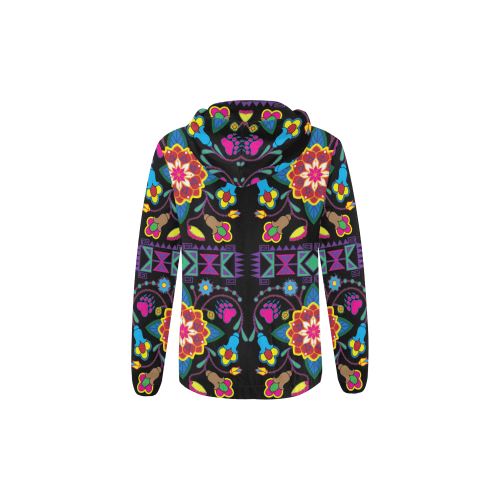 Geometric Floral Winter-Black All Over Print Full Zip Hoodie for Kid (Model H14) All Over Print Full Zip Hoodie for Kid (H14) e-joyer