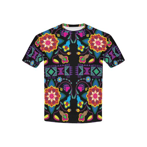 Geometric Floral Winter-Black All Over Print T-shirt for Kid (USA Size) (Model T40) All Over Print T-shirt for Kid (T40) e-joyer