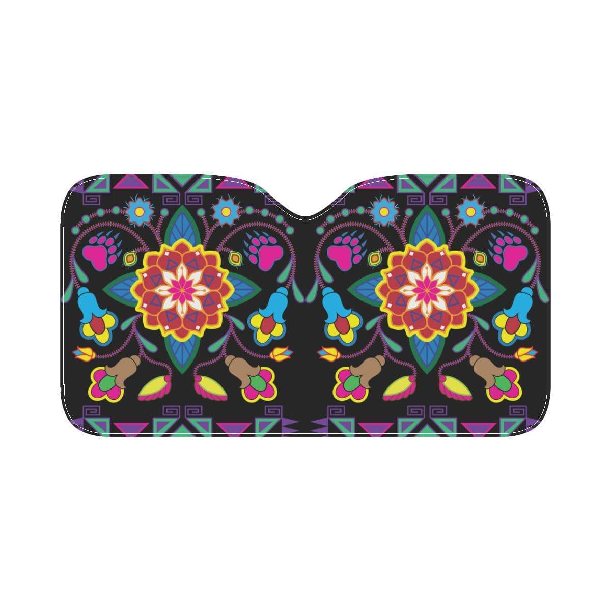 Geometric Floral Winter-Black Car Sun Shade 55"x30" Car Sun Shade e-joyer