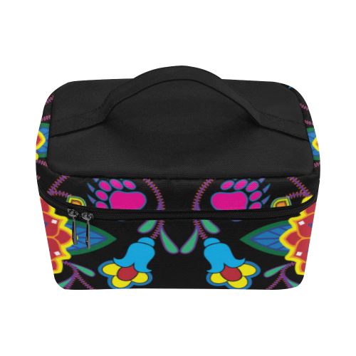 Geometric Floral Winter-Black Cosmetic Bag/Large (Model 1658) Cosmetic Bag e-joyer