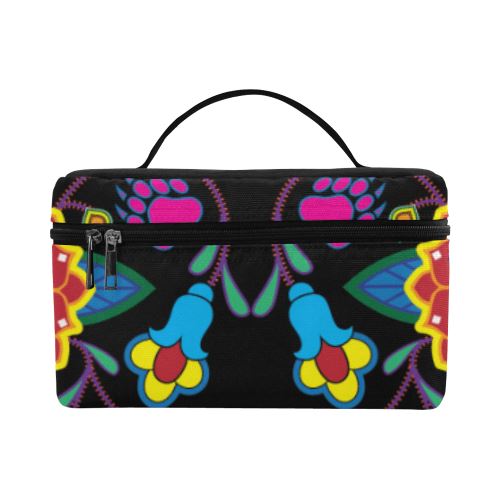 Geometric Floral Winter-Black Cosmetic Bag/Large (Model 1658) Cosmetic Bag e-joyer
