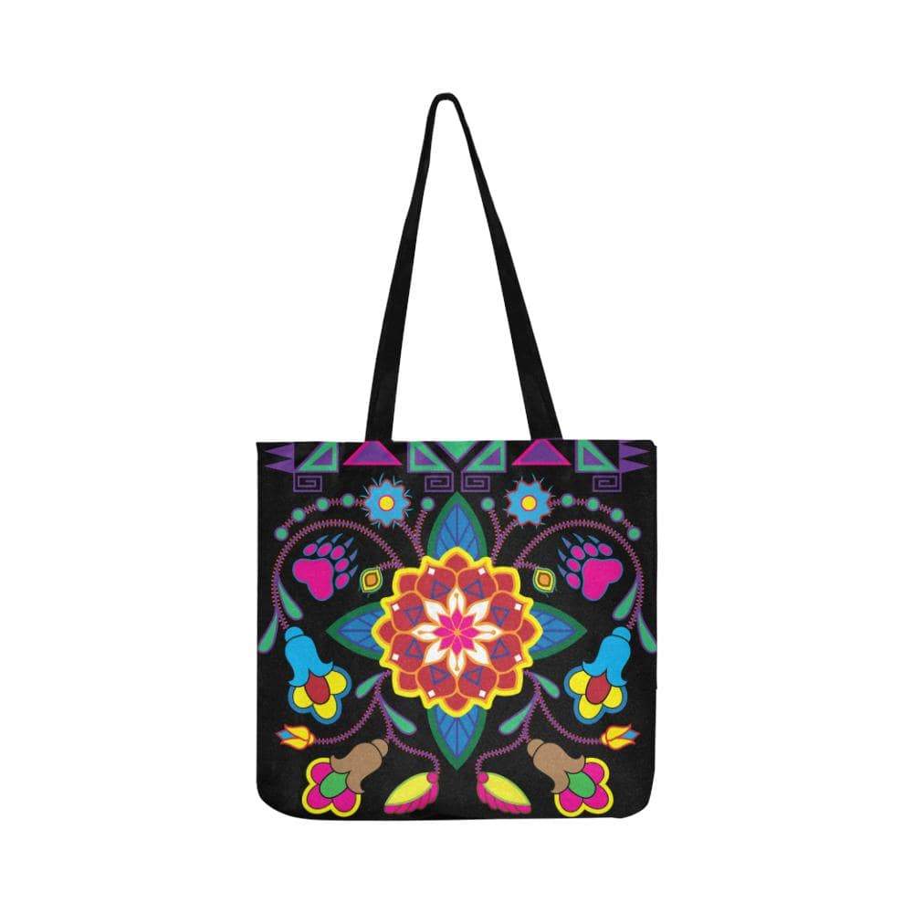 Geometric Floral Winter-Black Reusable Shopping Bag Model 1660 (Two sides) Shopping Tote Bag (1660) e-joyer