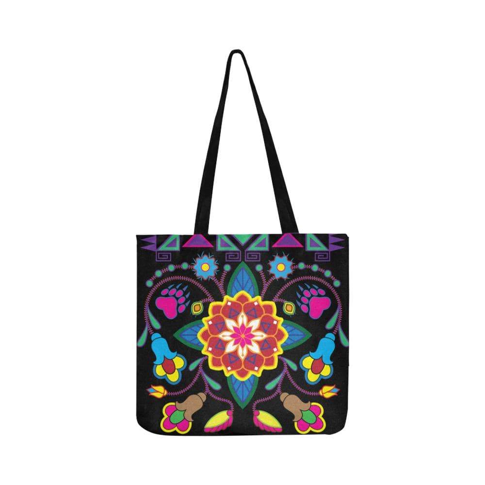 Geometric Floral Winter-Black Reusable Shopping Bag Model 1660 (Two sides) Shopping Tote Bag (1660) e-joyer 