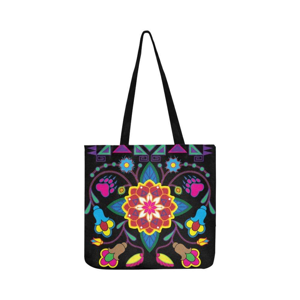 Geometric Floral Winter-Black Reusable Shopping Bag Model 1660 (Two sides) Shopping Tote Bag (1660) e-joyer