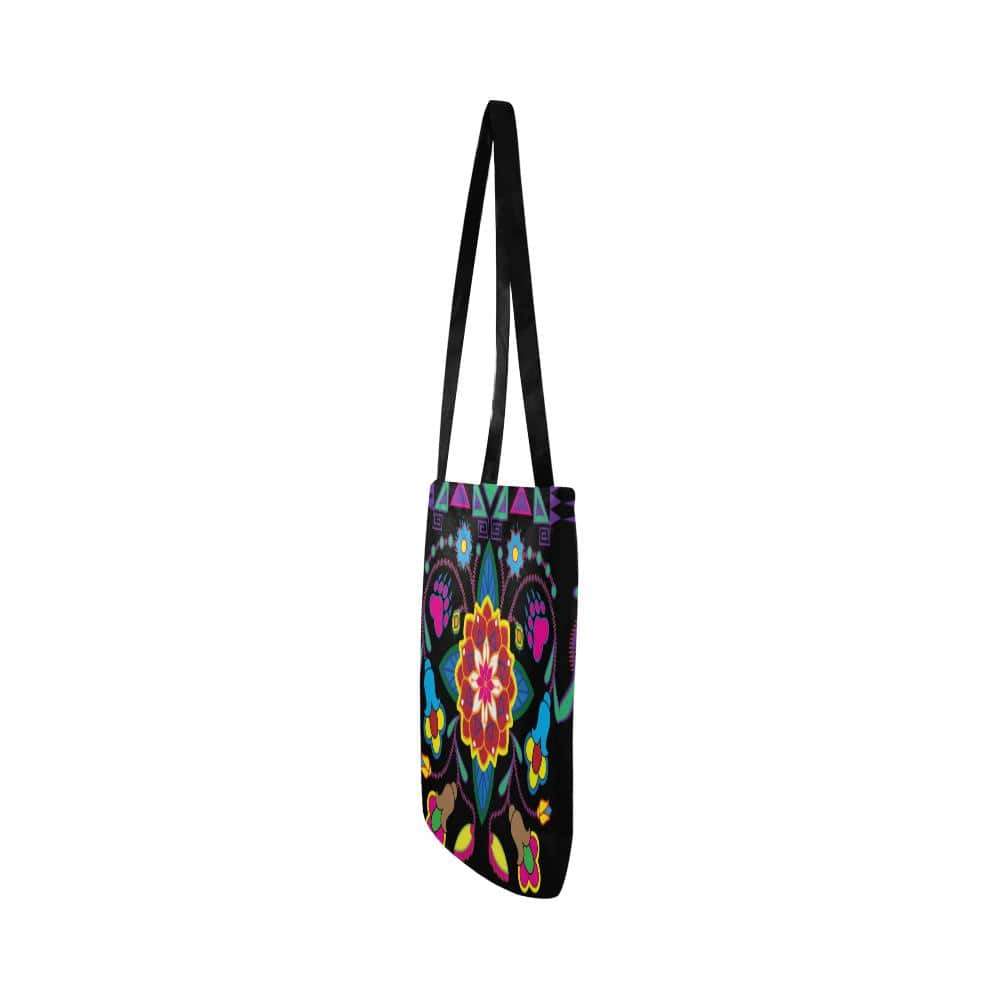 Geometric Floral Winter-Black Reusable Shopping Bag Model 1660 (Two sides) Shopping Tote Bag (1660) e-joyer
