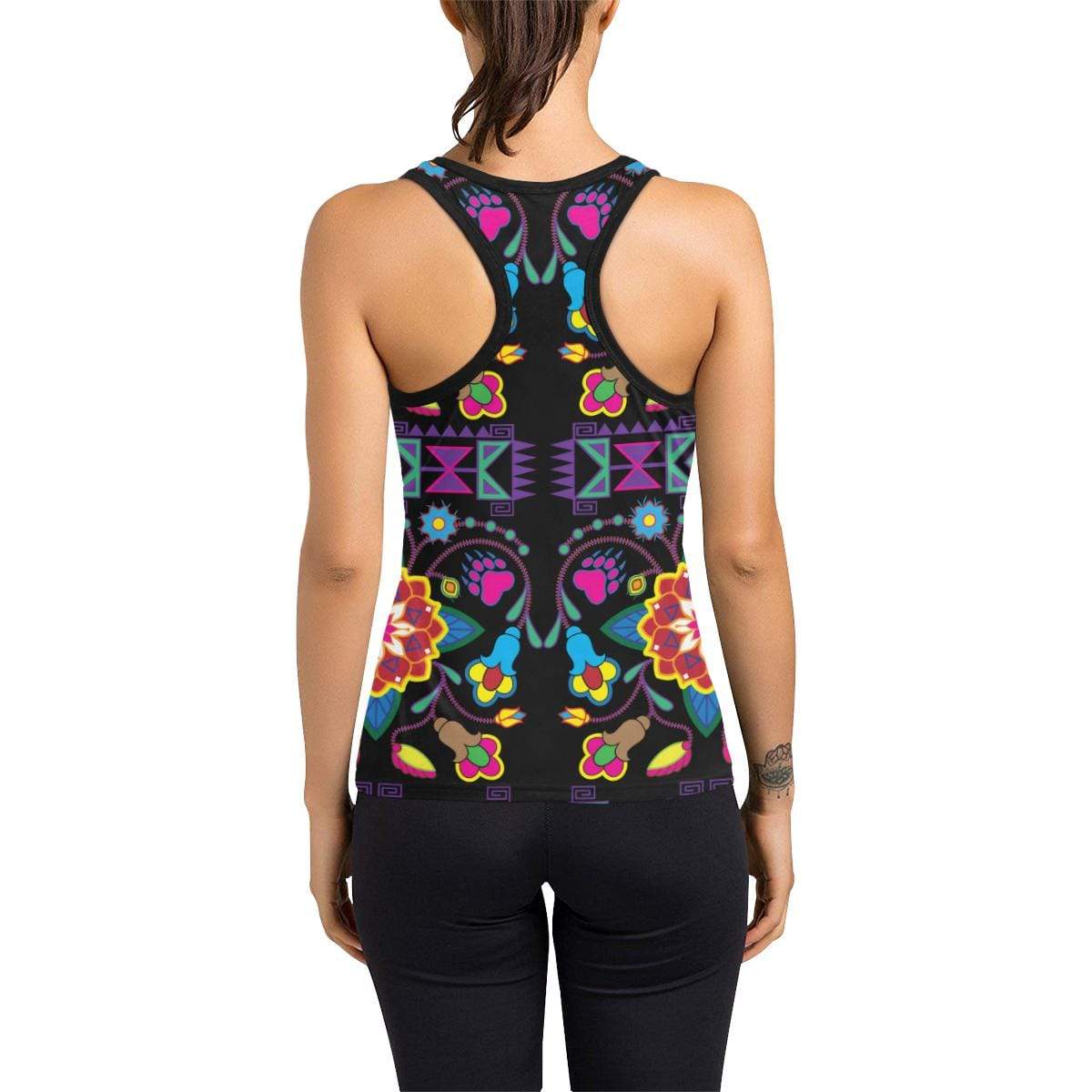 Geometric Floral Winter-Black Women's Racerback Tank Top (Model T60) Racerback Tank Top (T60) e-joyer