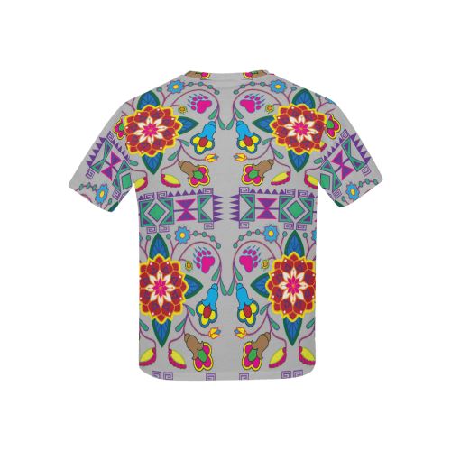 Geometric Floral Winter-Gray All Over Print T-shirt for Kid (USA Size) (Model T40) All Over Print T-shirt for Kid (T40) e-joyer