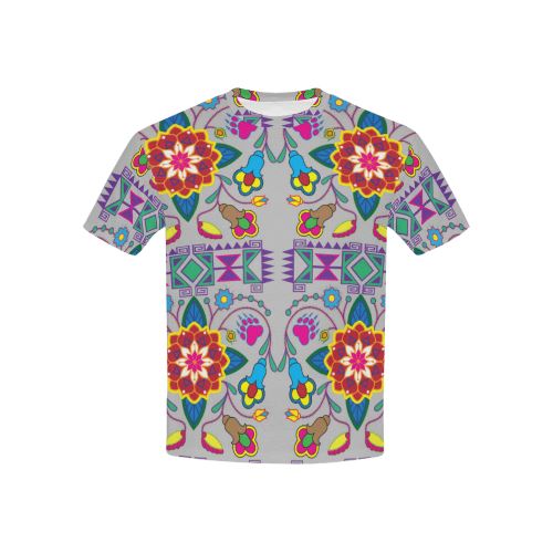 Geometric Floral Winter-Gray All Over Print T-shirt for Kid (USA Size) (Model T40) All Over Print T-shirt for Kid (T40) e-joyer