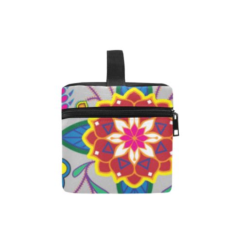 Geometric Floral Winter-Gray Cosmetic Bag/Large (Model 1658) Cosmetic Bag e-joyer