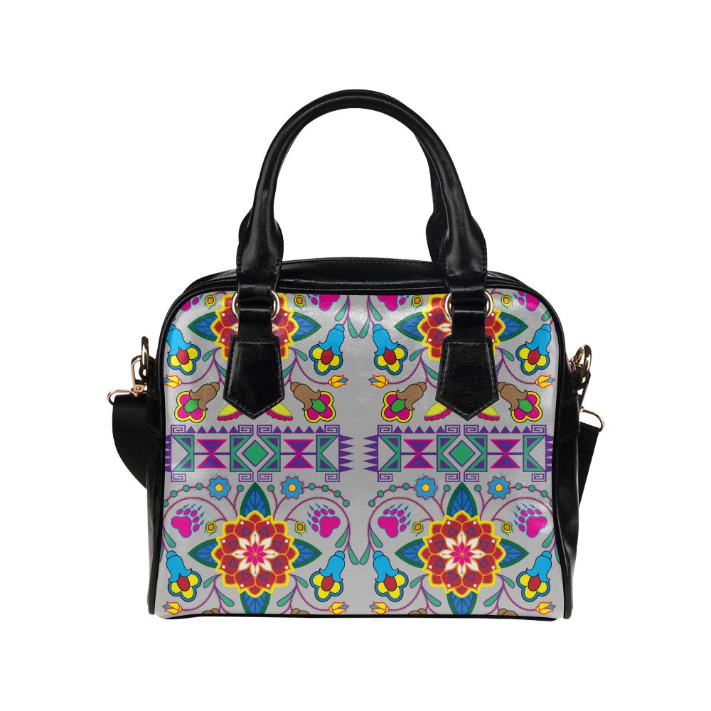 Geometric Floral Winter-Gray Shoulder Handbag (Model 1634) Shoulder Handbags (1634) e-joyer