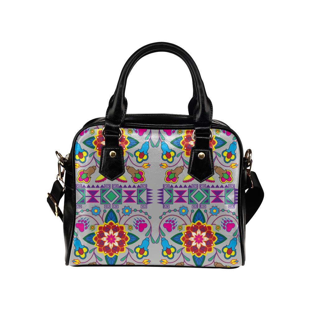 Geometric Floral Winter-Gray Shoulder Handbag (Model 1634) Shoulder Handbags (1634) e-joyer