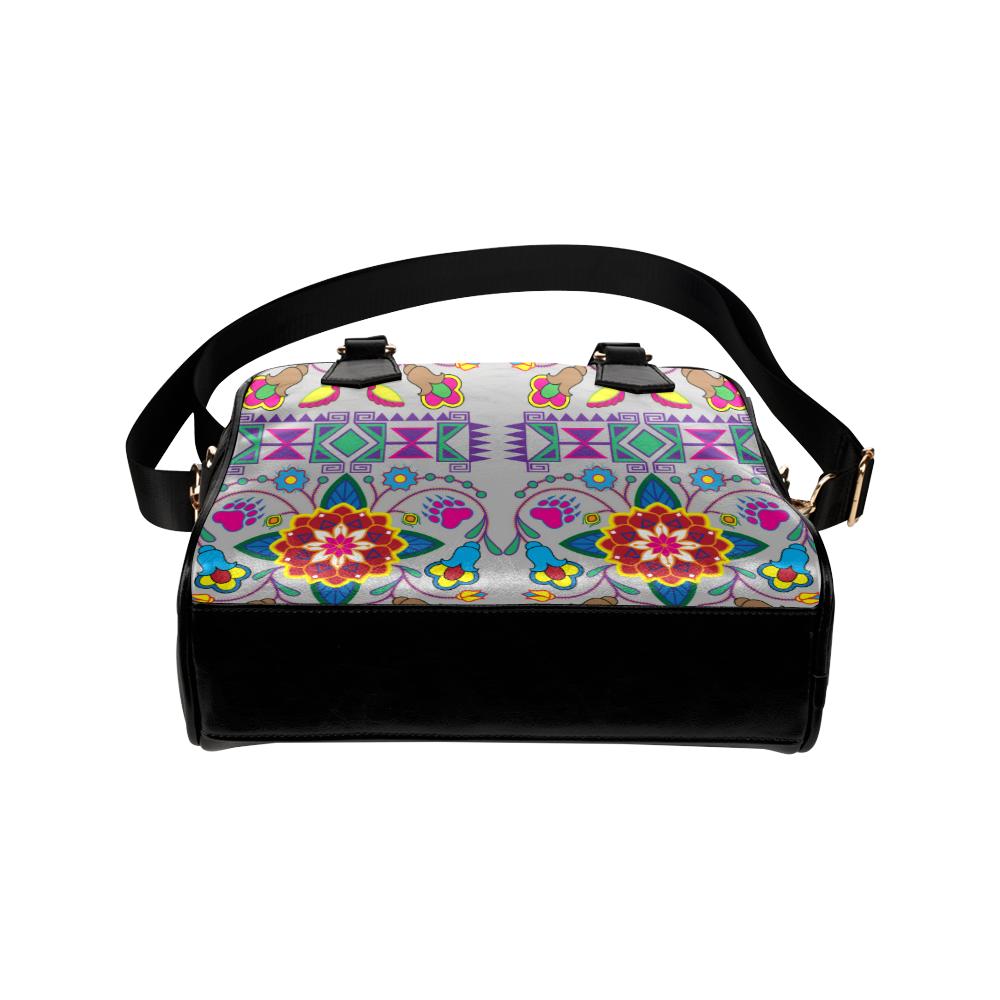 Geometric Floral Winter-Gray Shoulder Handbag (Model 1634) Shoulder Handbags (1634) e-joyer