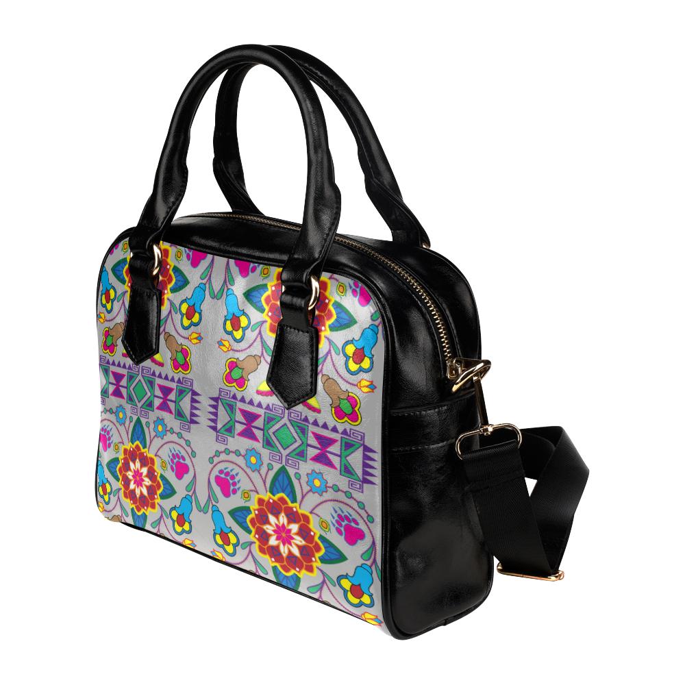 Geometric Floral Winter-Gray Shoulder Handbag (Model 1634) Shoulder Handbags (1634) e-joyer