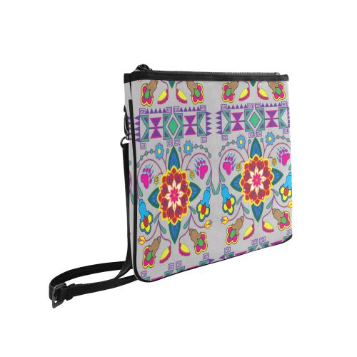 Geometric Floral Winter-Gray Slim Clutch Bag (Model 1668) Slim Clutch Bags (1668) e-joyer