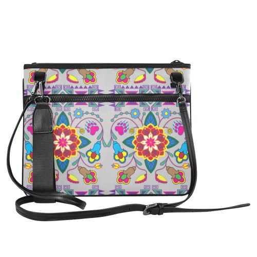 Geometric Floral Winter-Gray Slim Clutch Bag (Model 1668) Slim Clutch Bags (1668) e-joyer