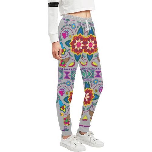 Geometric Floral Winter-Gray Women's All Over Print Sweatpants (Model L11) Women's All Over Print Sweatpants (L11) e-joyer