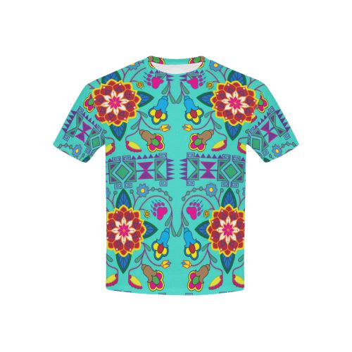 Geometric Floral Winter-Sky All Over Print T-shirt for Kid (USA Size) (Model T40) All Over Print T-shirt for Kid (T40) e-joyer