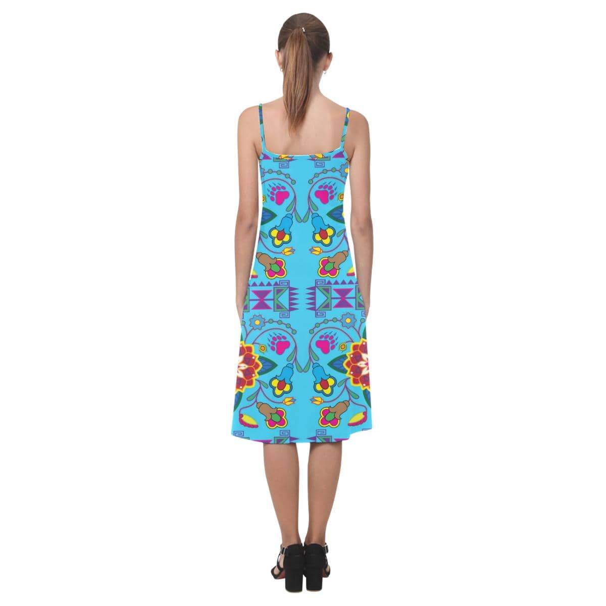 Geometric Floral Winter-Sky Blue Alcestis Slip Dress (Model D05) Alcestis Slip Dress (D05) e-joyer